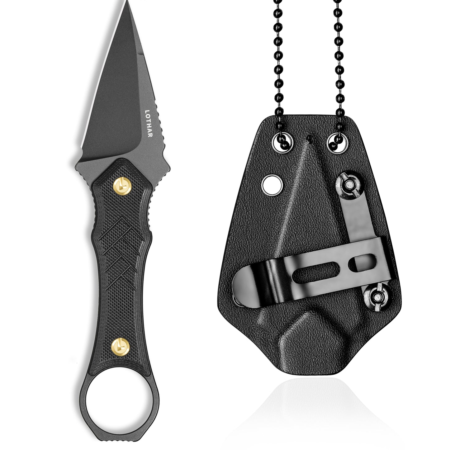 LOTHAR PORCUPINE 2.46" 14C28N Fixed Blade Neck Knife