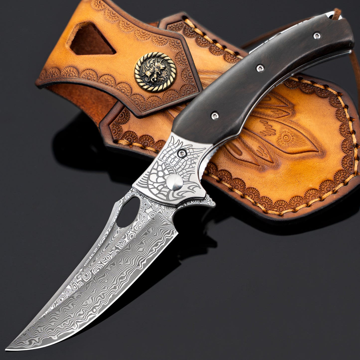 LOTHAR KINGKONG EDC Folding Pocket Knife, 3'' D2 Steel Balde and G10 Handle, Great Gifts for Dad