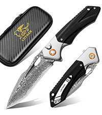LOTHAR LICH KING 3.5 Inch 14C28N Steel Button Lock Folding Knife with Clip, G10 Handle