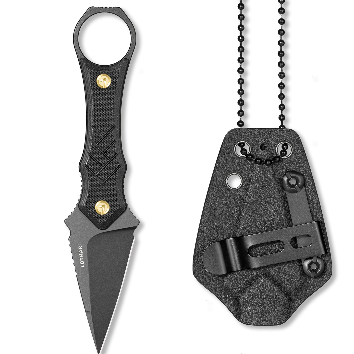 LOTHAR PORCUPINE 2.46" 14C28N Fixed Blade Neck Knife
