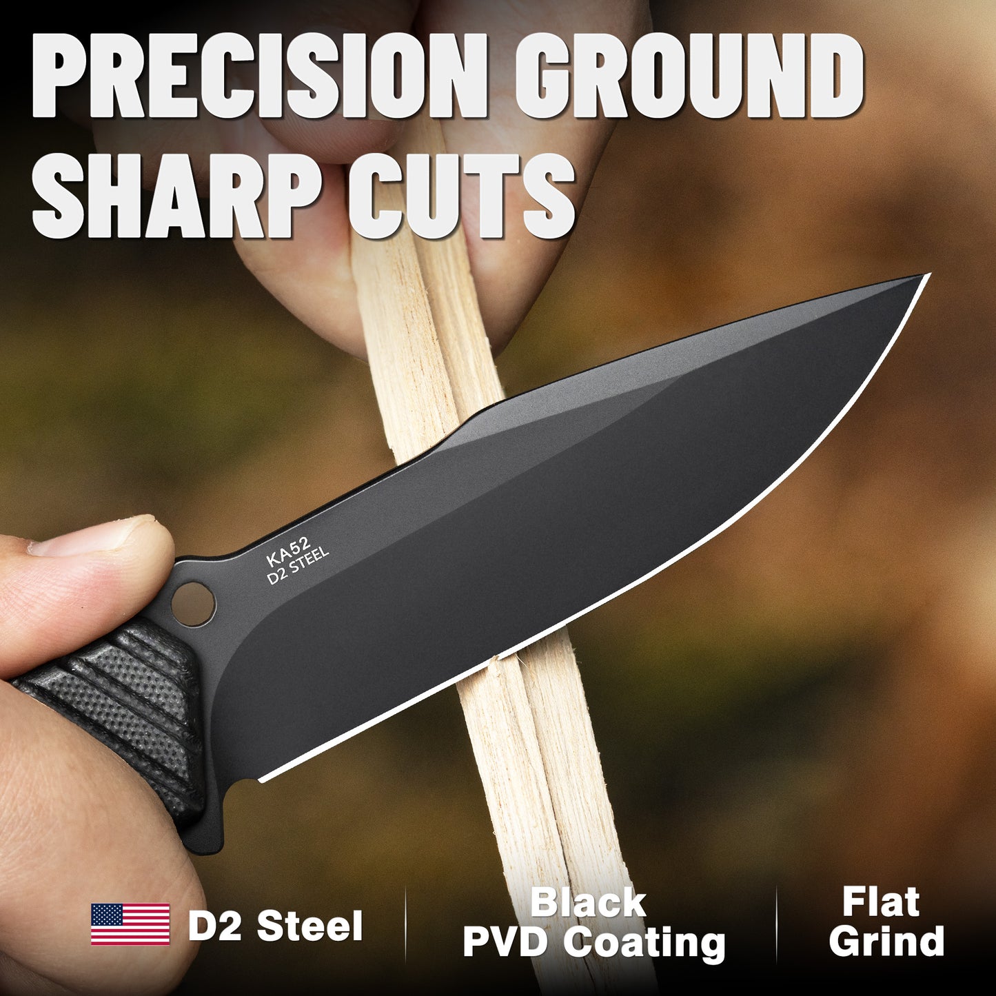 LOTHAR KA52 D2 Steel Small EDC Fixed Blade Survival Hunting Knife with G10 handle