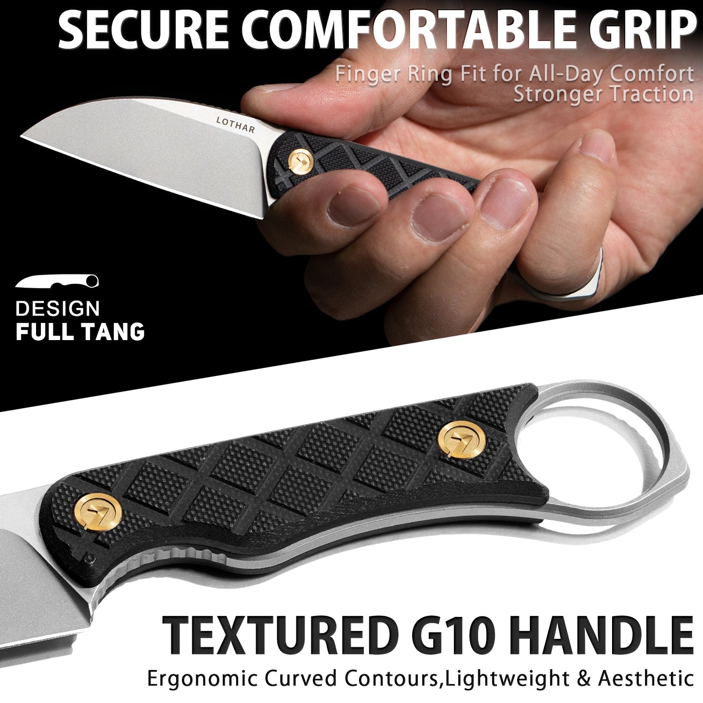 LOTHAR BEAVER 2.5" 14C28N Fixed Blade Small EDC Neck Knife