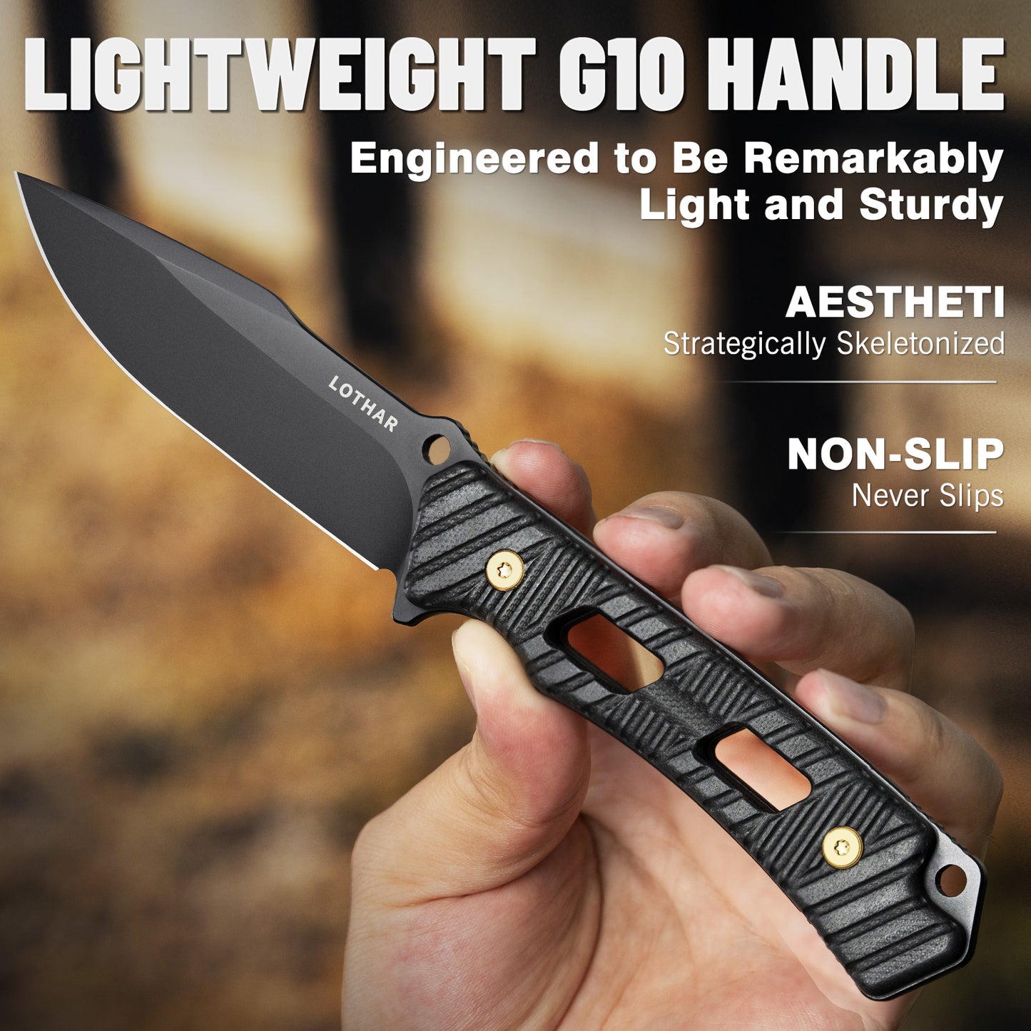 LOTHAR KA52 D2 Steel Small EDC Fixed Blade Survival Hunting Knife with G10 handle