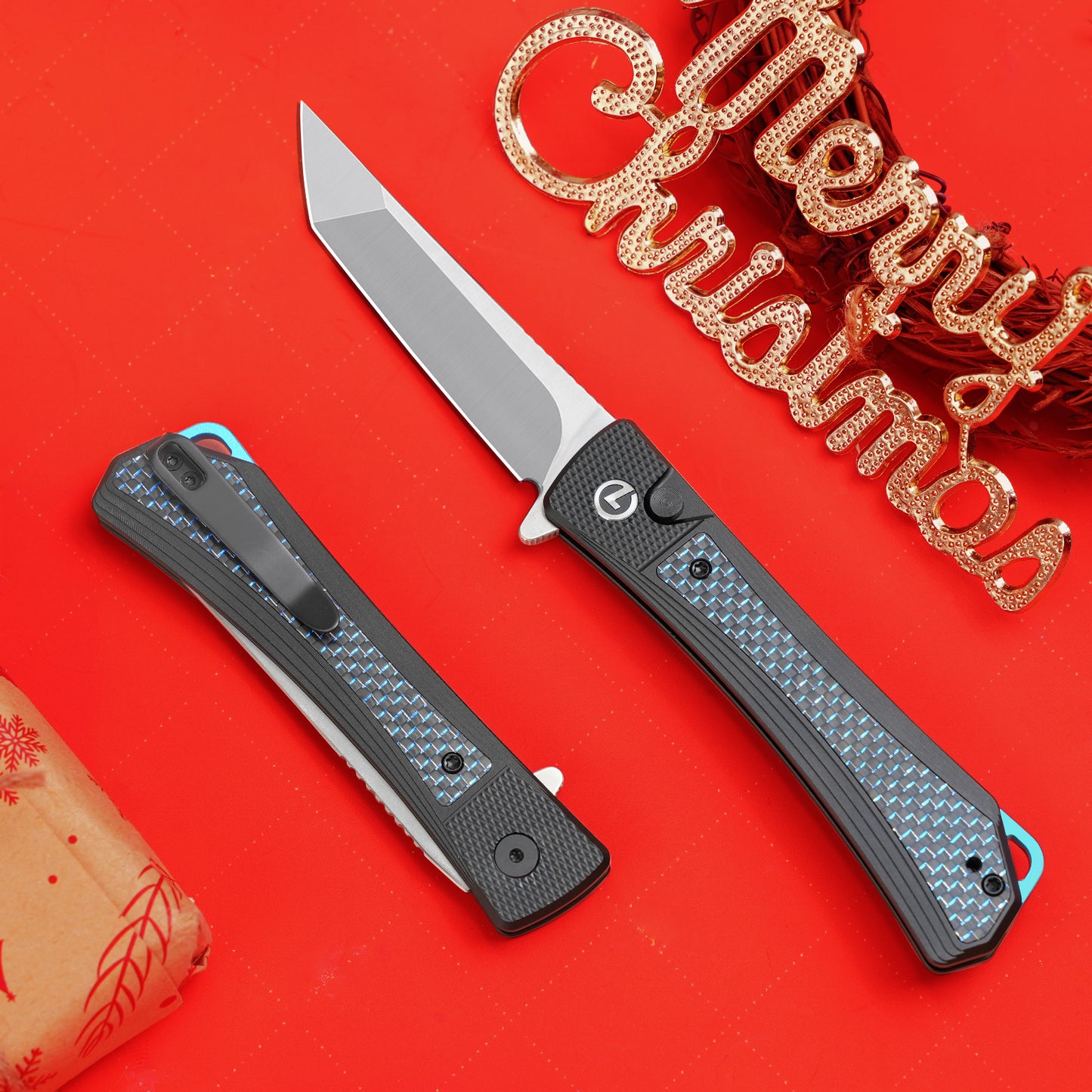 LOTHAR REVEALER 2.9" 14C28N Steel Blade Button Lock Mini Pocket Knife with Carbon Fiber Handle