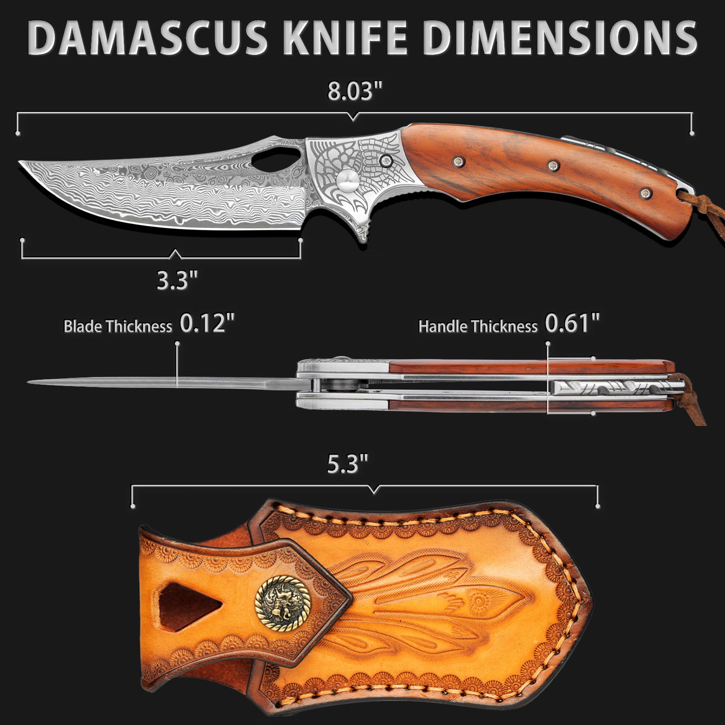 LOTHAR KINGKONG EDC Folding Pocket Knife, 3'' D2 Steel Balde and G10 Handle, Great Gifts for Dad