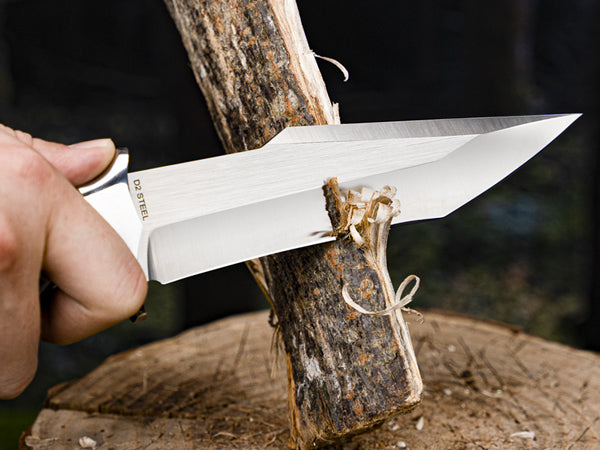 LOTHAR MOOSE Fixed Blade Hunting Knife, 5.3 Inch Sharp D2 Blade Bowie Knife with Leather Sheath, Rosewood Handle, Perfect Helper for Hunting, Camping or Bushcraft