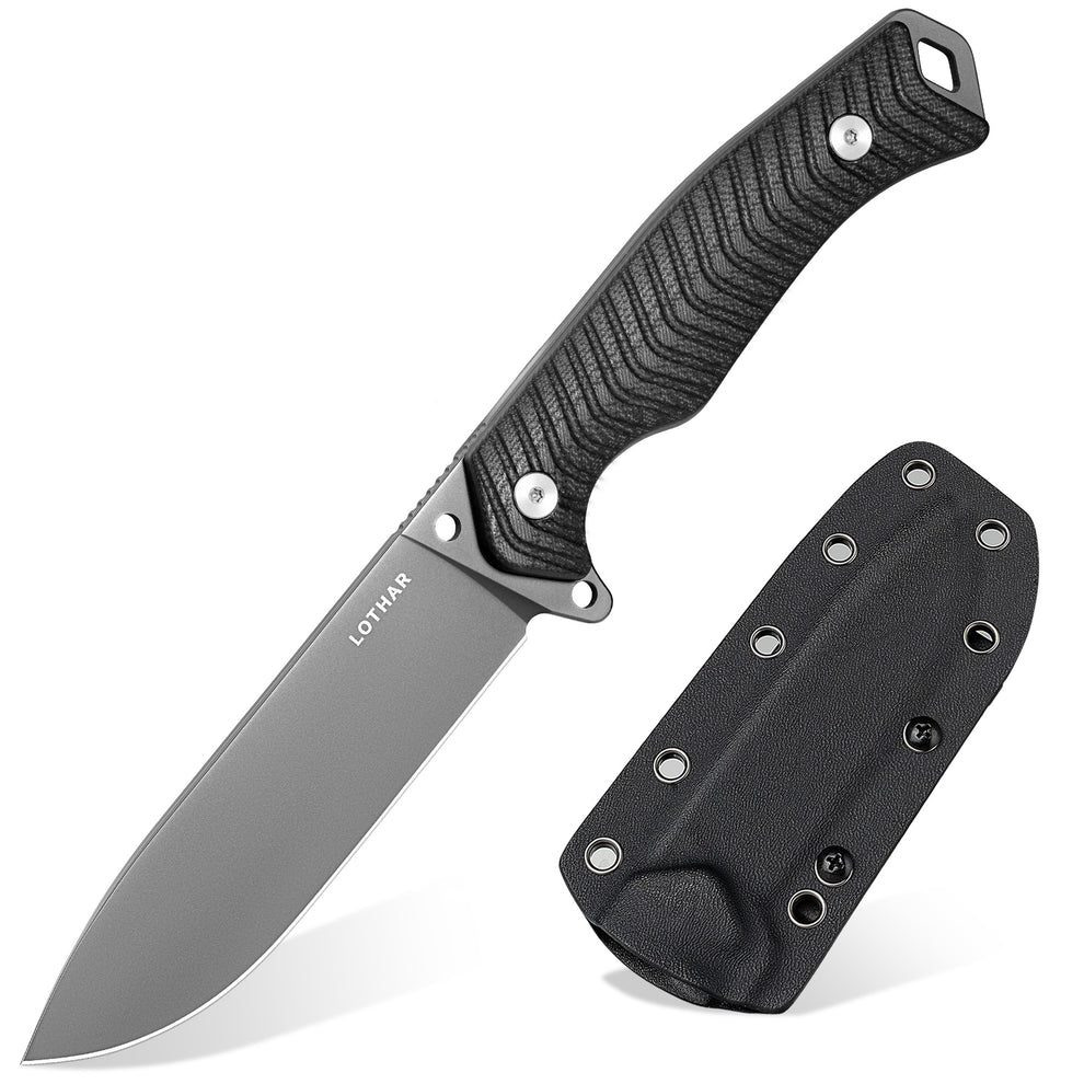 LOTHAR Bat 5'' Sharp D2 Steel Blade PVD Coated Survival Knife with Bla ...