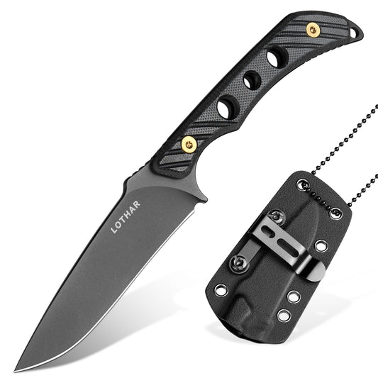 LOTHAR FOX 3.38" D2 Steel Fixed Blade Necklace Neck Knives with G10 handle