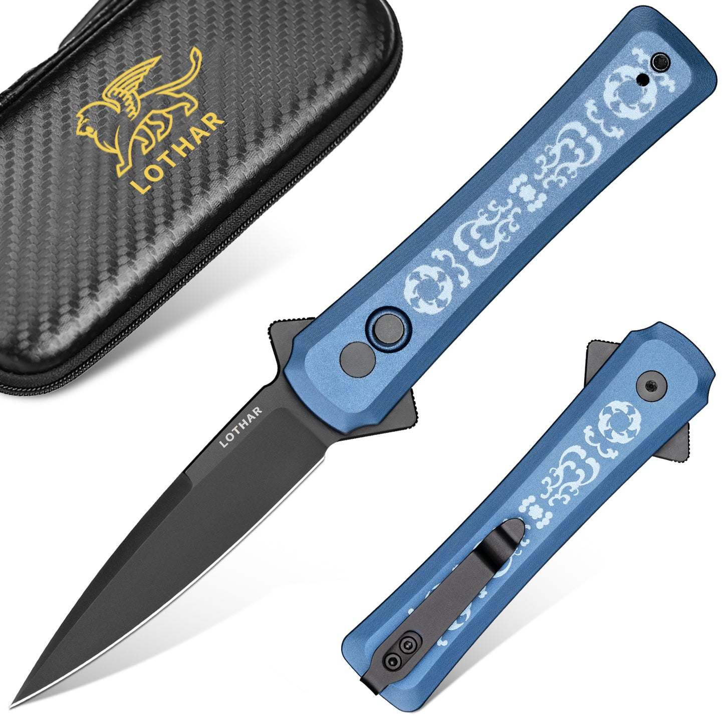 LOTHAR KNIGHT 2.83 inch VG10 Steel Blade Assisted Flipper Button Lock Opening pocket knife with Clip