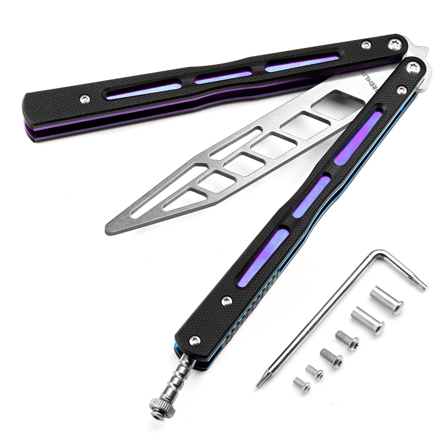 Butterfly Balisong Trainer for Practicing Flipping, Blunt Practice, No Edge Tool，Lightweight，Public-Friendly Metal Trainer