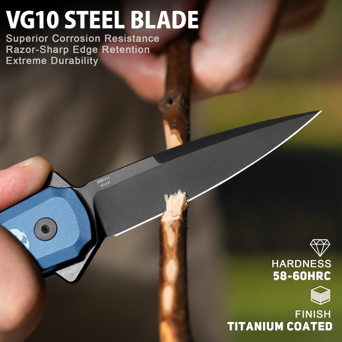 LOTHAR KNIGHT 2.83 inch VG10 Steel Blade Assisted Flipper Button Lock Opening pocket knife with Clip