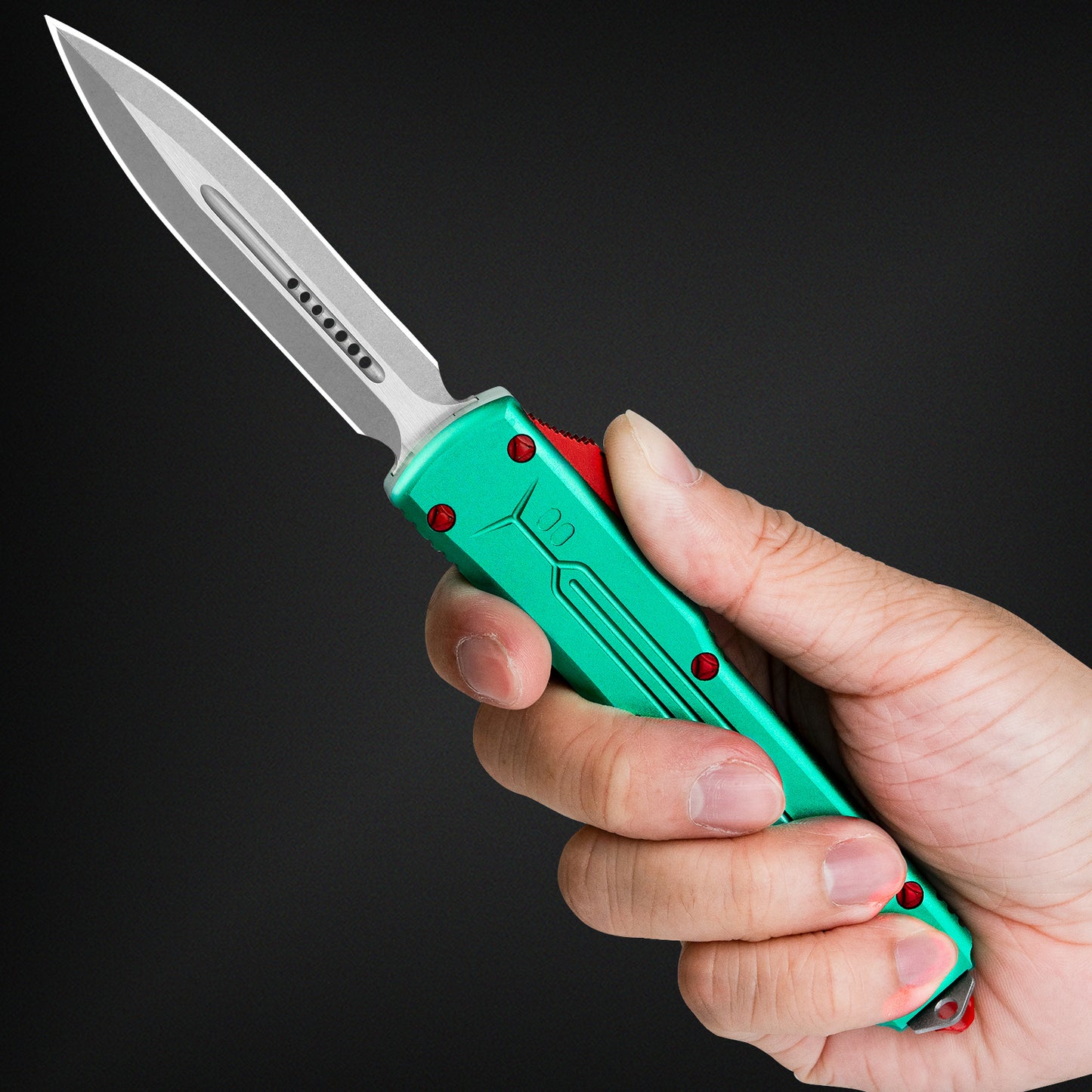 LOTHAR Hunter 3.5" D2 Steel Button Lock Tactical Pocket Knife with Aluminum Handle