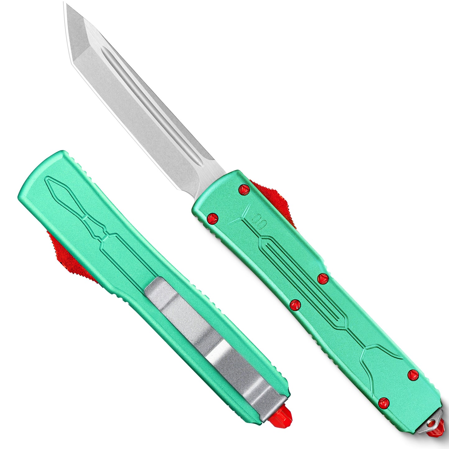 LOTHAR Hunter 3.5" D2 Tanto Blade Button Lock Tactical Pocket Knife with Aluminum Handle