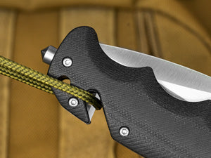 LOTHAR SMAUG Pocket Knife, 4 inch D2 Steel Blade Folding Knife, Black G10 Handle, Great Rescue Knife with Glass Breaker, Seatbelt Cutter