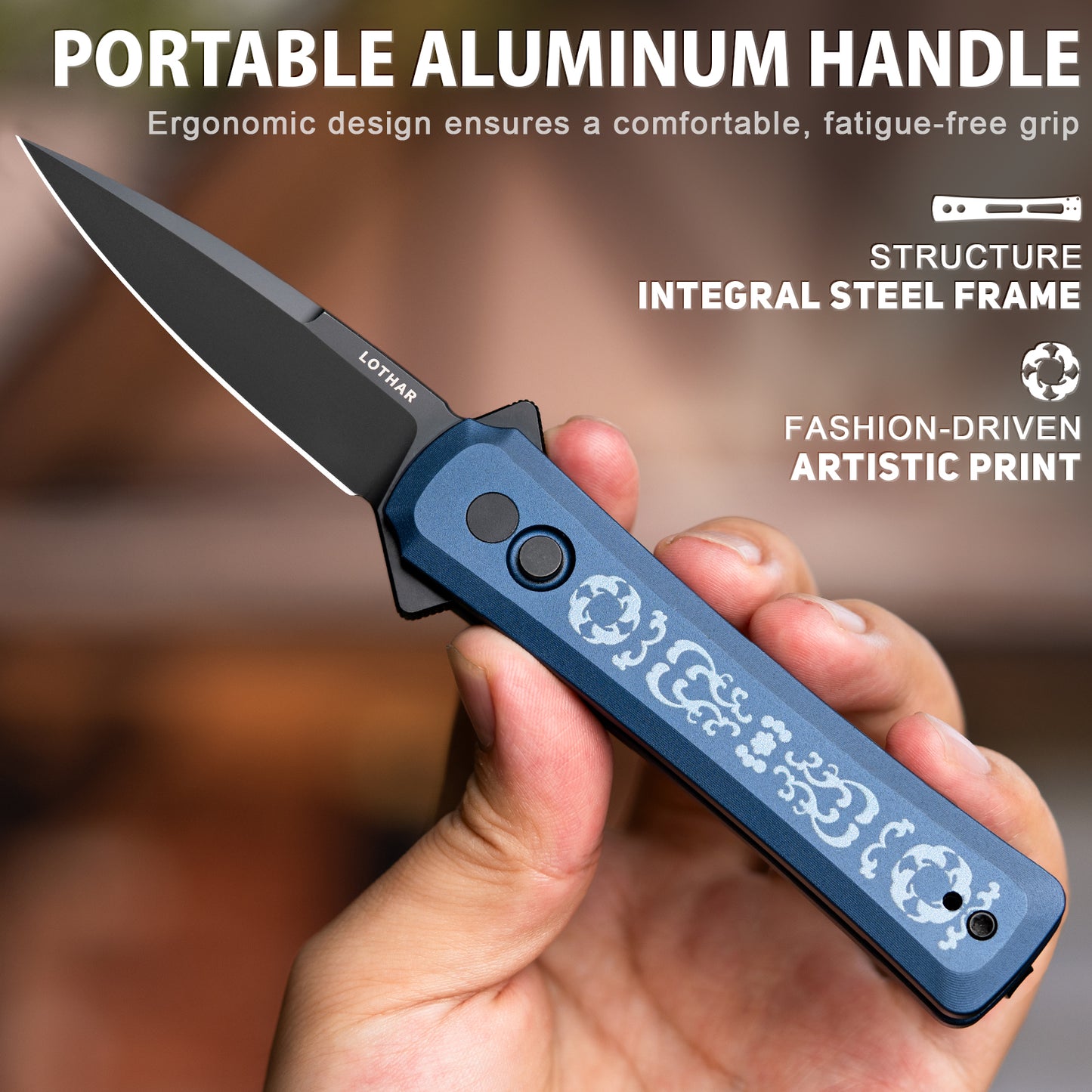 LOTHAR KNIGHT 2.83 inch VG10 Steel Blade Assisted Flipper Button Lock Opening pocket knife with Clip