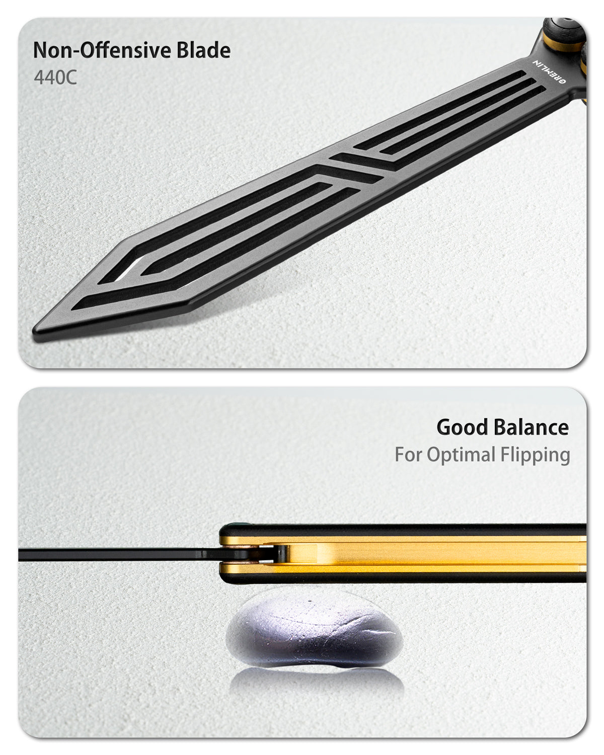 Butterfly Balisong Trainer for Practicing Flipping, Blunt Practice, No Edge Tool，Lightweight，Public-Friendly Metal Trainer