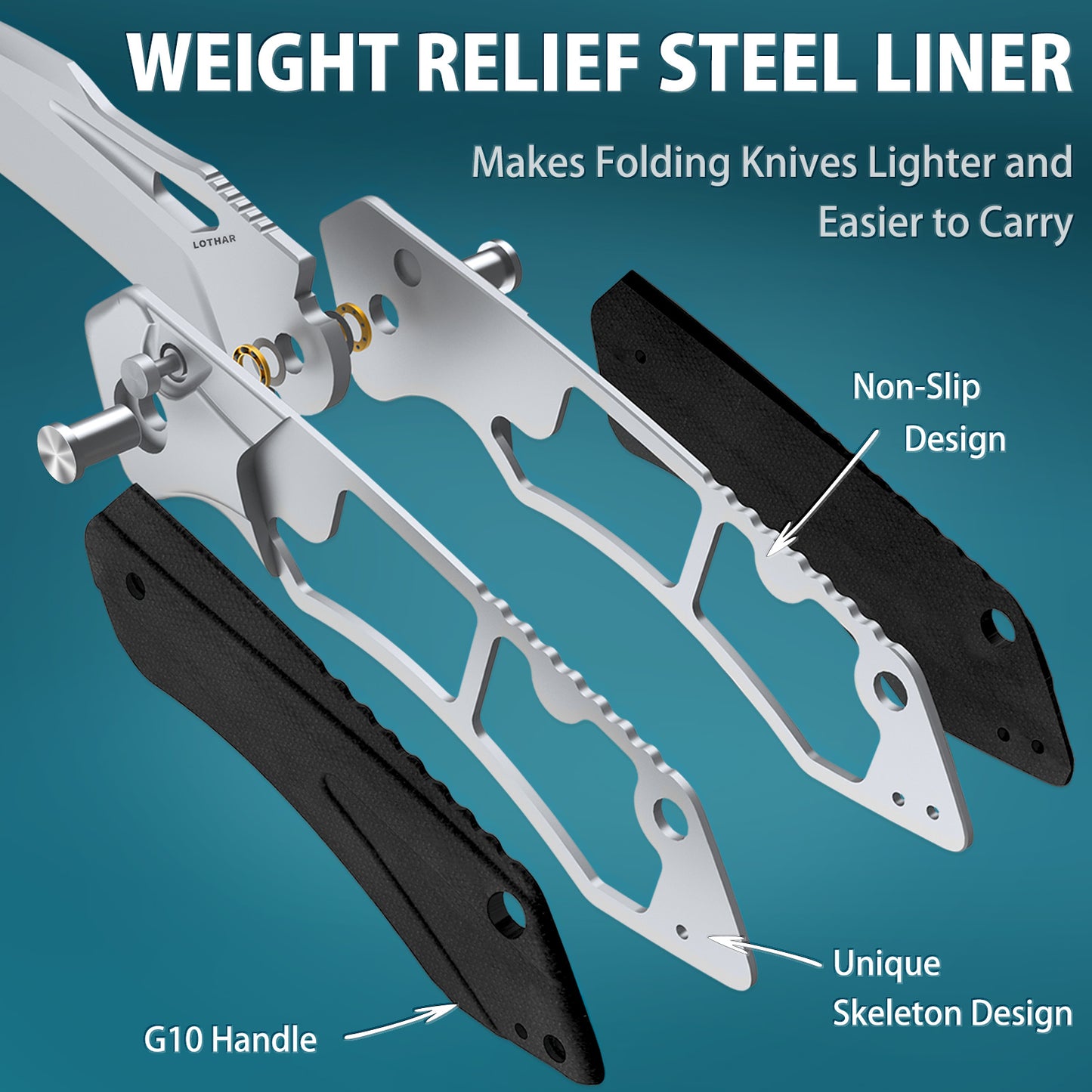 LOTHAR LICH KING Pocket Knife, 3.5 Inch 14C28N Steel Folding Knife with Clip, G10 Handle, Button Lock Knife, Razor Utility Knife, Exotic Touch EDC Knife, Gifts Pocket Knife for Men Women