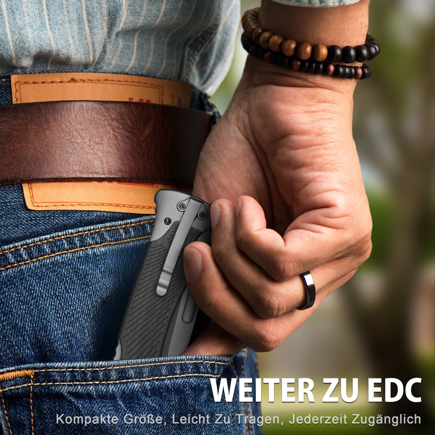 LOTHAR RHINO Zweihandmesser, 10.5cm Großes Klappmesser mit D2 Stahl, G10 Griff Outdoor Messer Survival mit Clip für Camping, Back Lock, Bushcraft, Robust & Langlebig