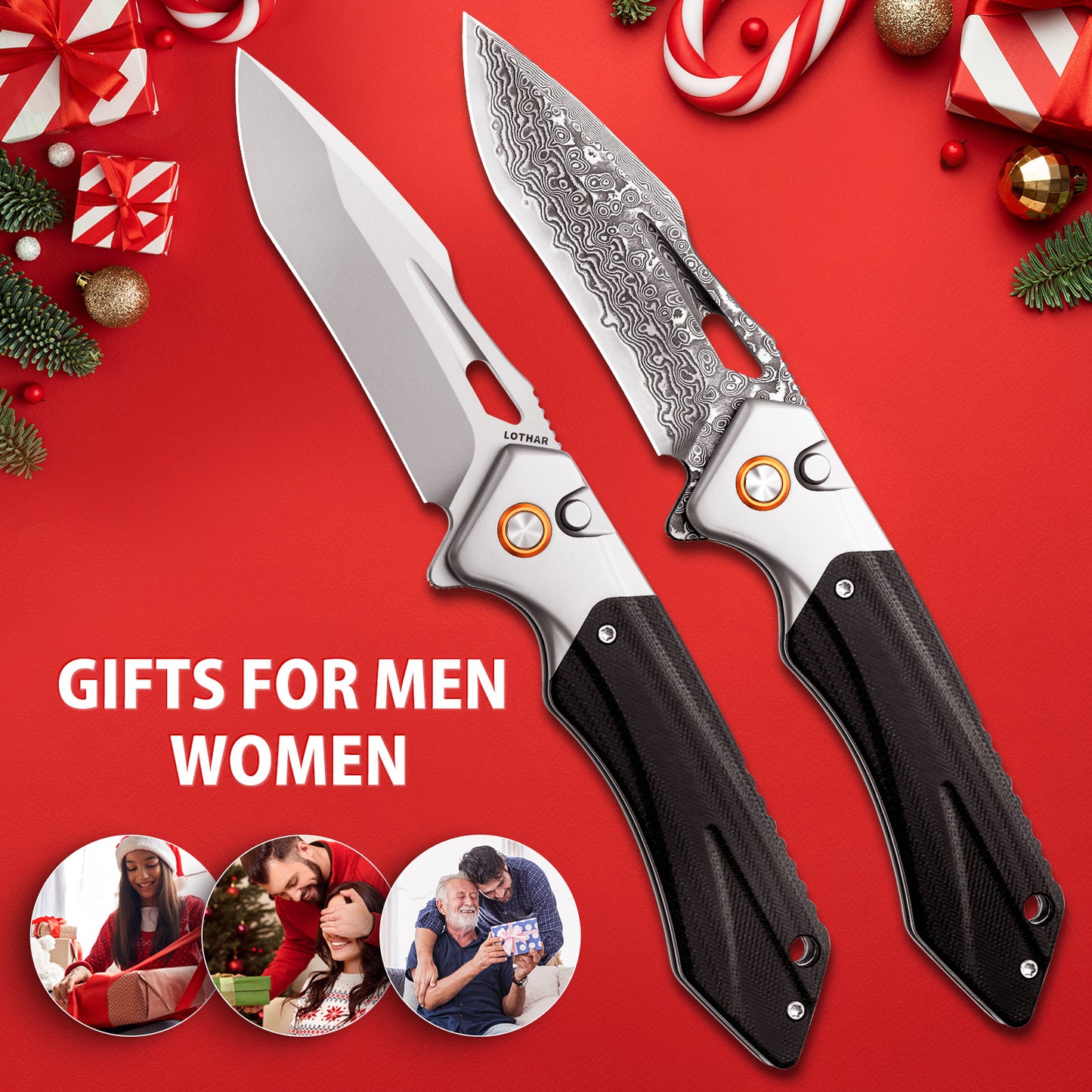 LOTHAR LICH KING Pocket Knife, 3.5 Inch 14C28N Steel Folding Knife with Clip, G10 Handle, Button Lock Knife, Razor Utility Knife, Exotic Touch EDC Knife, Gifts Pocket Knife for Men Women