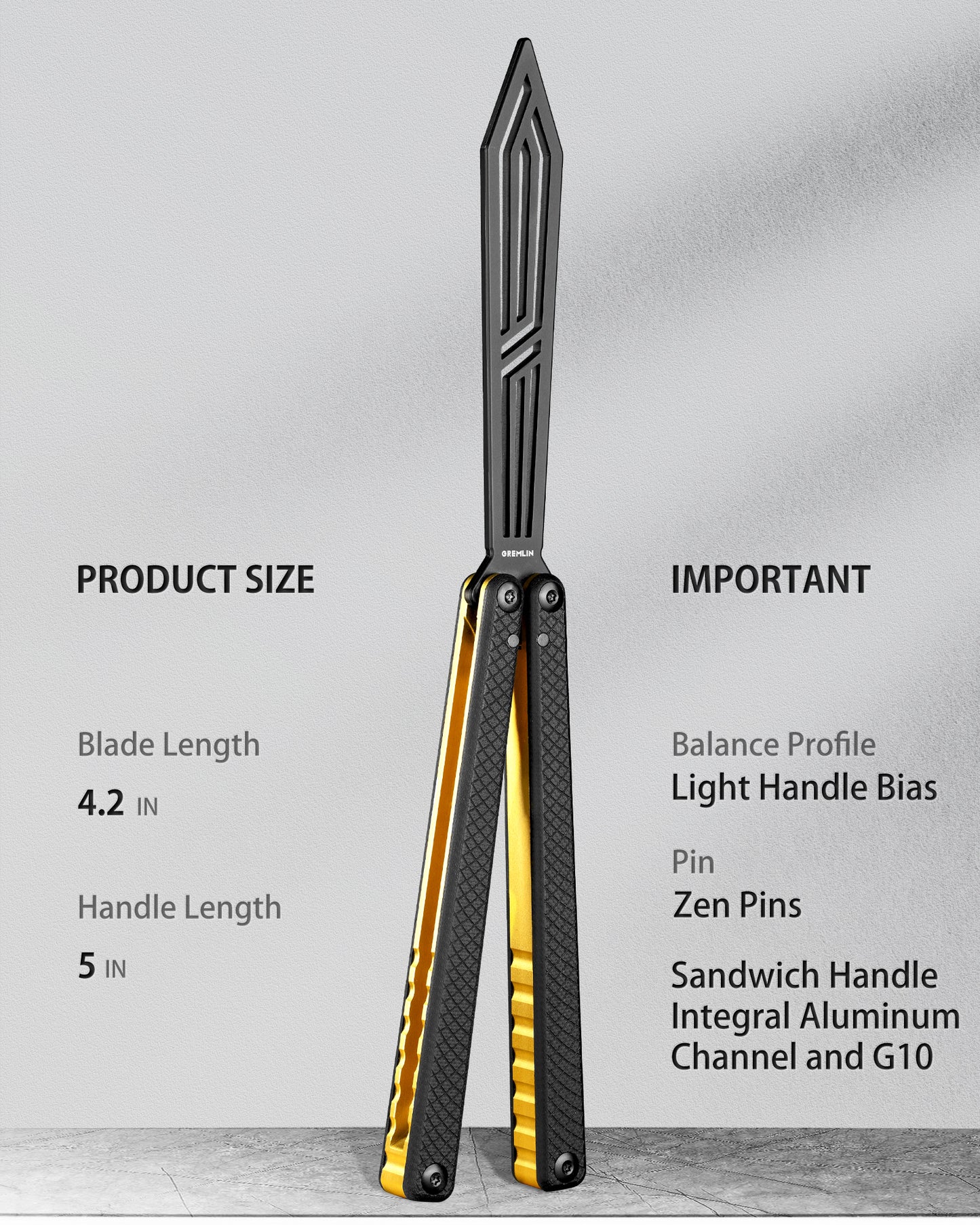 Butterfly Balisong Trainer for Practicing Flipping, Blunt Practice, No Edge Tool，Lightweight，Public-Friendly Metal Trainer