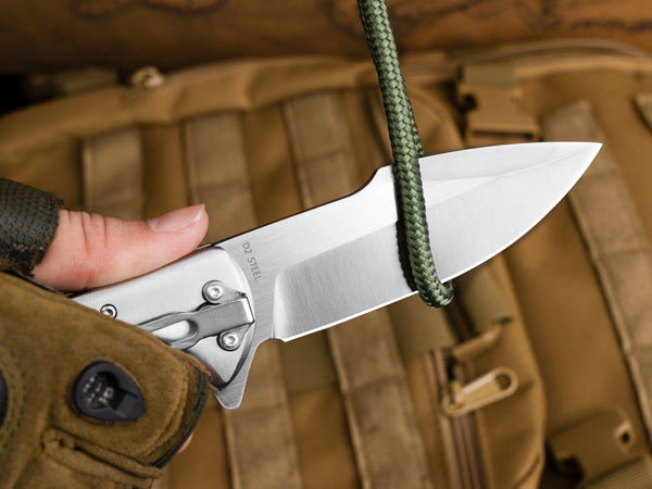 LOTHAR SMAUG Pocket Knife, 4 inch D2 Steel Blade Folding Knife, Black G10 Handle, Great Rescue Knife with Glass Breaker, Seatbelt Cutter