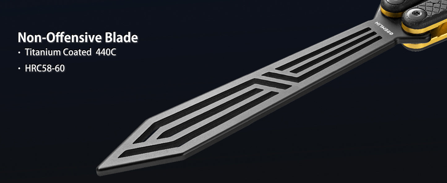 Butterfly Balisong Trainer for Practicing Flipping, Blunt Practice, No Edge Tool，Lightweight，Public-Friendly Metal Trainer