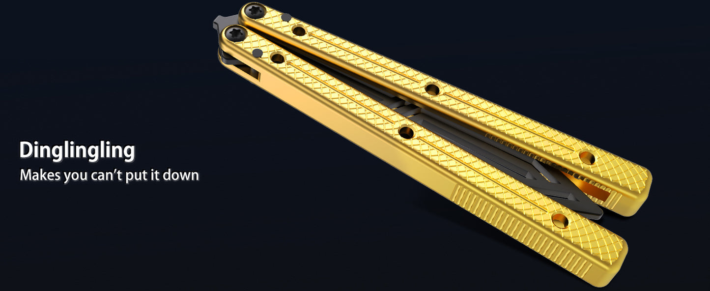 Butterfly Balisong Trainer for Practicing Flipping, Blunt Practice, No Edge Tool，Lightweight，Public-Friendly Metal Trainer
