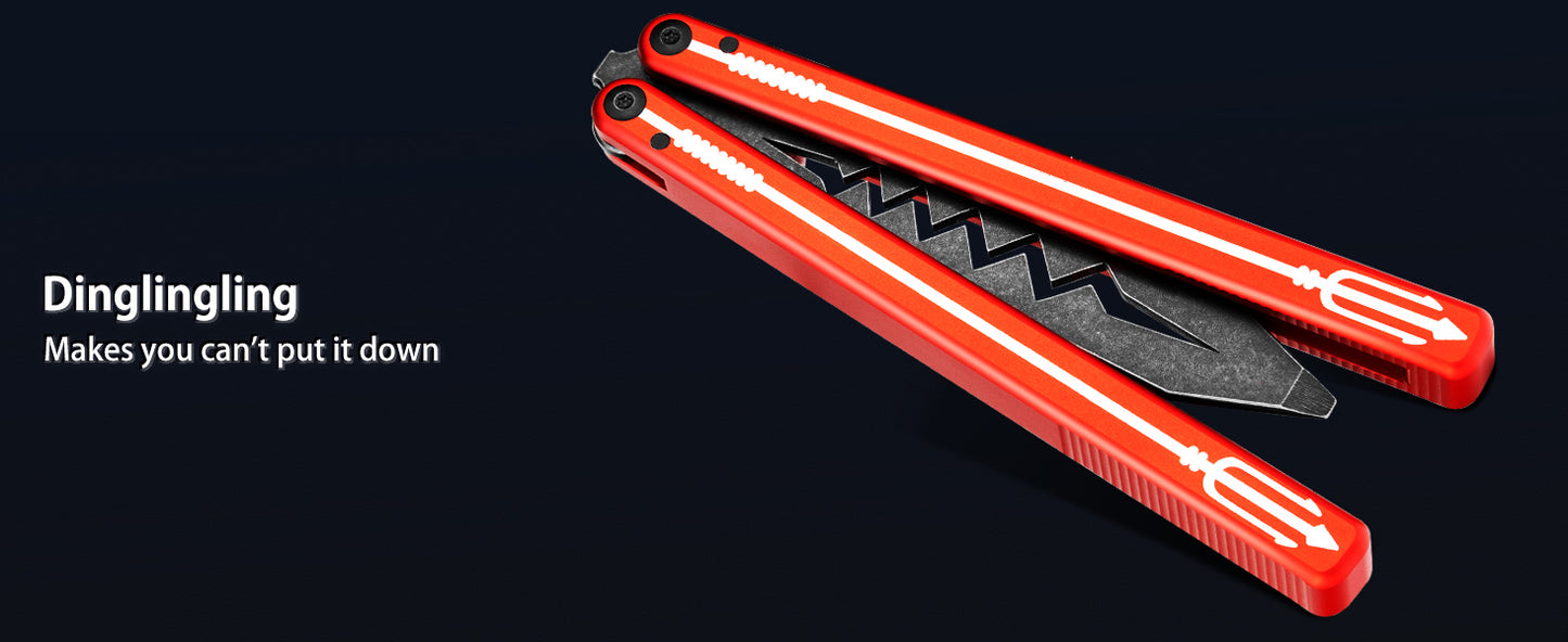 Butterfly Balisong Trainer for Practicing Flipping, Blunt Practice, No Edge Tool，Lightweight，Public-Friendly Metal Trainer