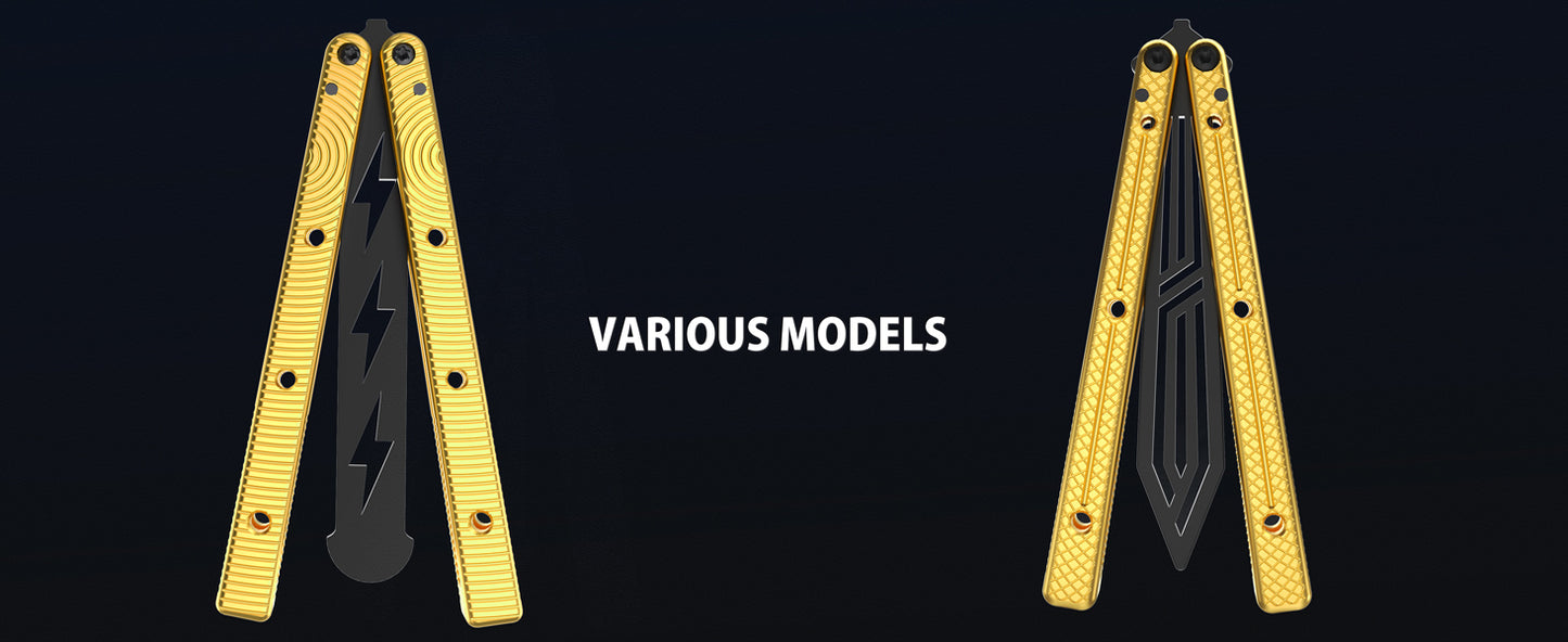 Butterfly Balisong Trainer for Practicing Flipping, Blunt Practice, No Edge Tool，Lightweight，Public-Friendly Metal Trainer