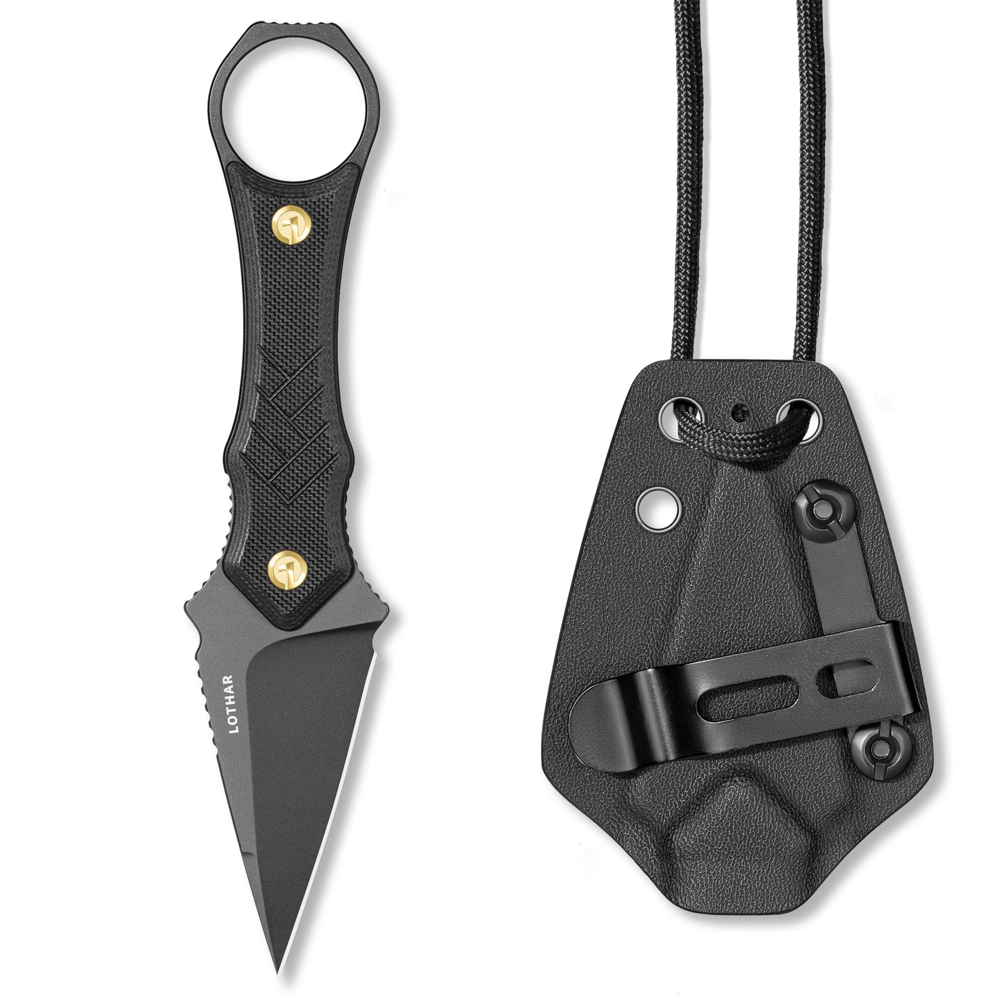 LOTHAR PORCUPINE 2.46" 14C28N Fixed Blade Neck Knife