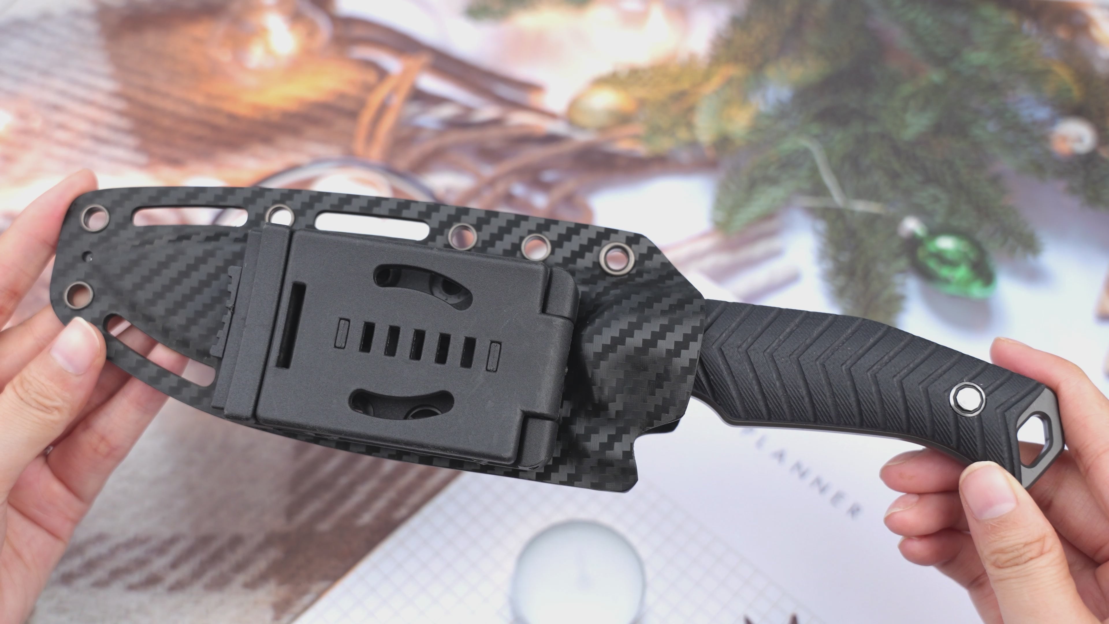 LOTHAR Bat 5'' Sharp D2 Steel Blade PVD Coated Survival Knife with Bla ...