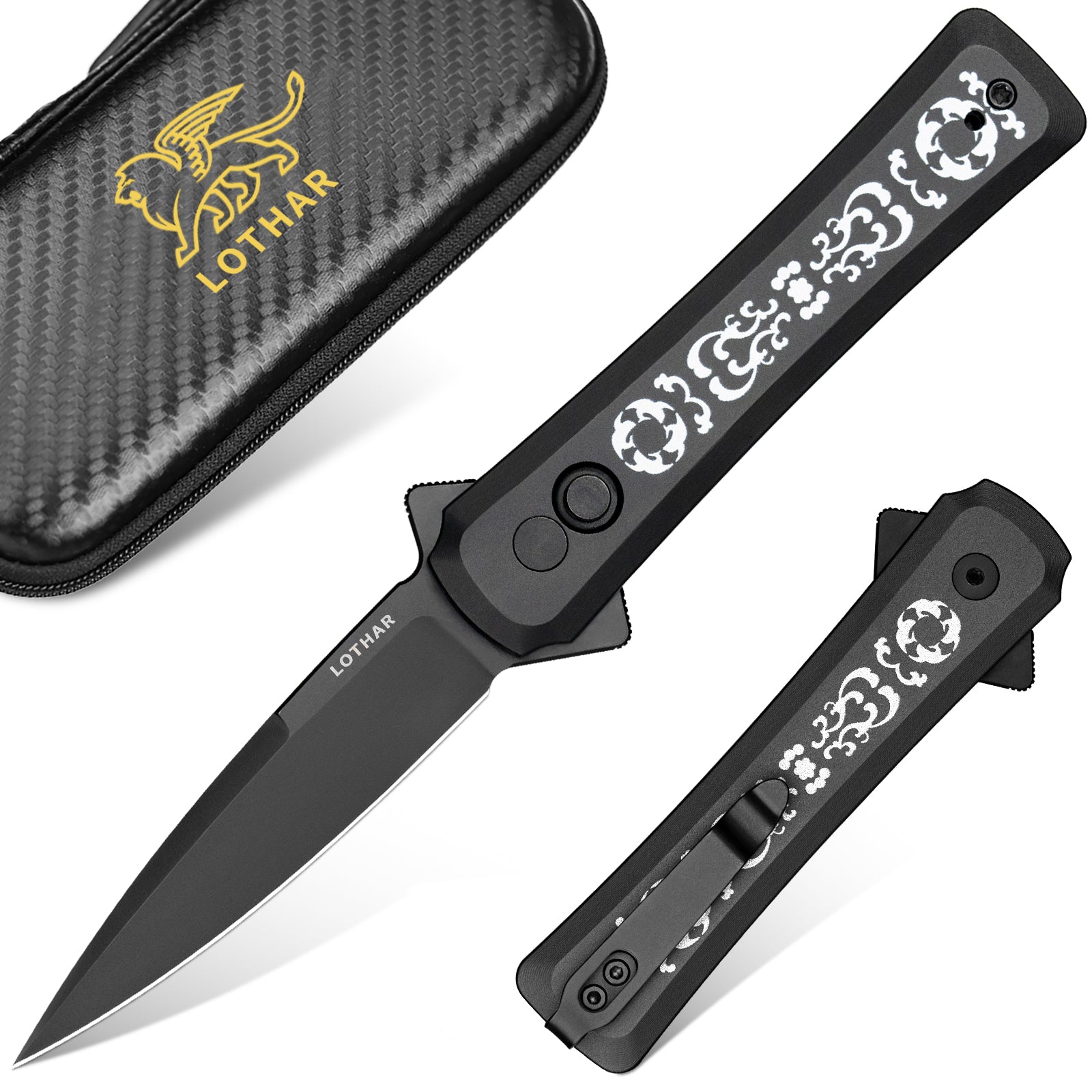 LOTHAR KNIGHT 2.9 inch VG10 Steel Blade Pocket Knife with Button