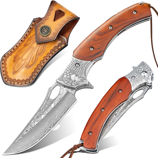 LOTHAR KINGKONG EDC Folding Pocket Knife, 3'' D2 Steel Balde and G10 Handle, Great Gifts for Dad